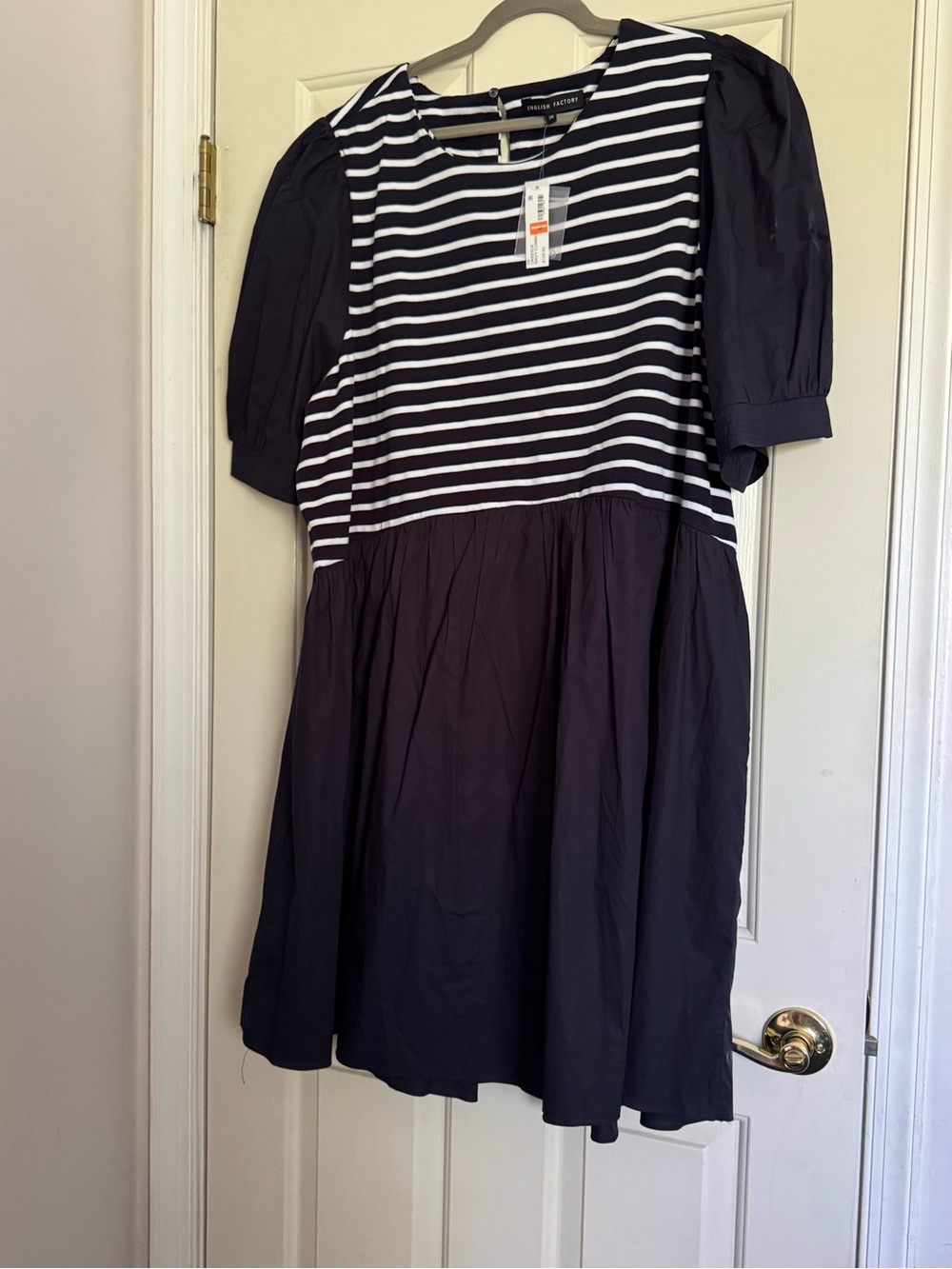 Madewell Black and White Striped Puff Sleeve Kids Dress